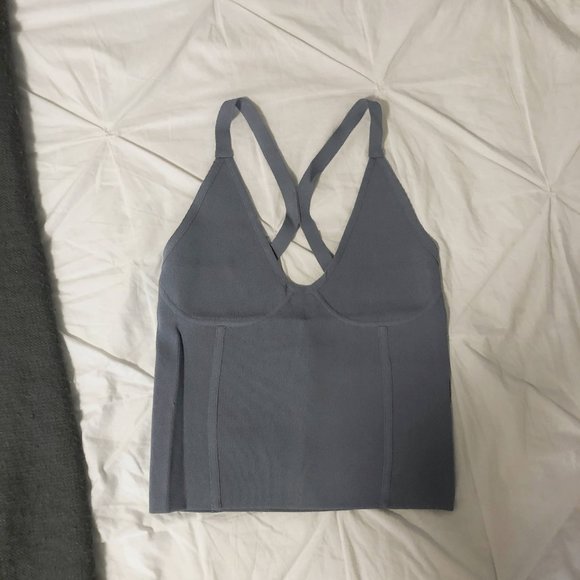 Zara Knit Blue Crop Top - Picture 1 of 1